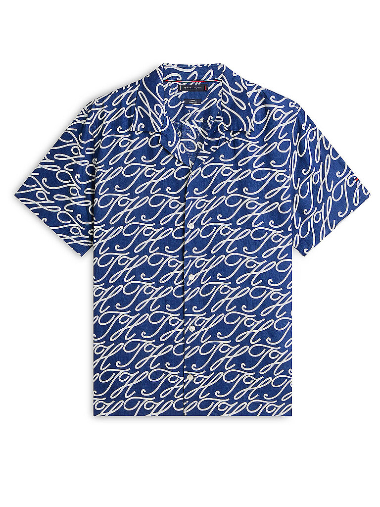 Camisa de lino azul L