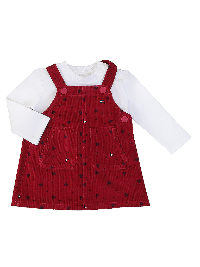 Tommy Hilfiger Set de vestido y camiseta de manga larga para bebé niña rojo