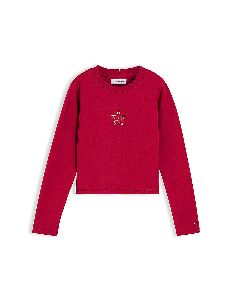 Tommy Hilfiger Camiseta de manga larga para niña rojo oscuro