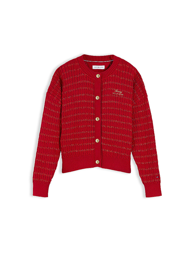 Tommy Hilfiger Cárdigan de punto para niña rojo oscuro