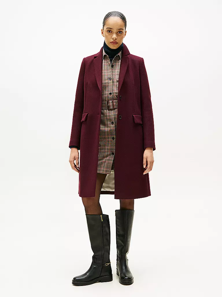 TOMMY HILFIGER | Abrigo de lana | Rojo oscuro