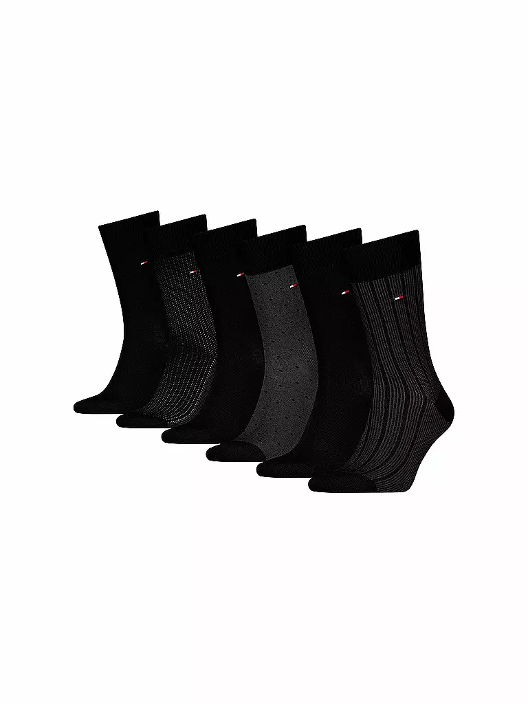 TOMMY HILFIGER | Caja de regalo de calcetines, paquete de 6, negro | 