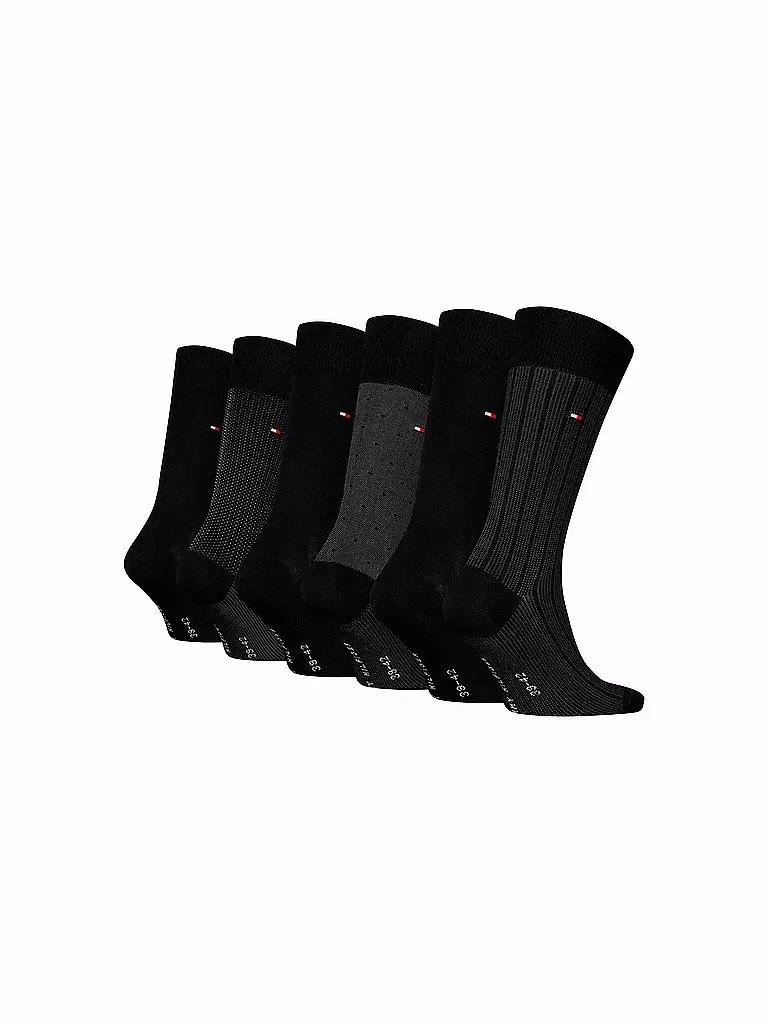 TOMMY HILFIGER | Caja de regalo de calcetines, paquete de 6, negro | 