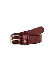 TOMMY HILFIGER | Cinturón de cuero ESSENTIAL | Rojo oscuro