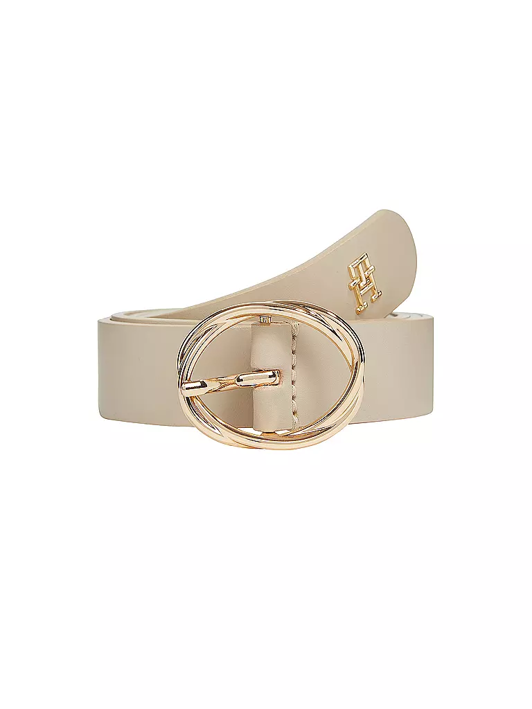 TOMMY HILFIGER | Cinturón de cuero TH CHIC | Crema