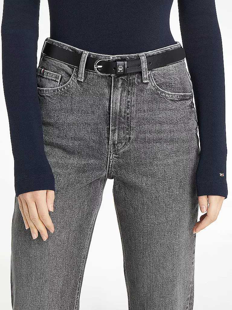 TOMMY HILFIGER | Cinturón de cuero TH TIMELESS | Negro