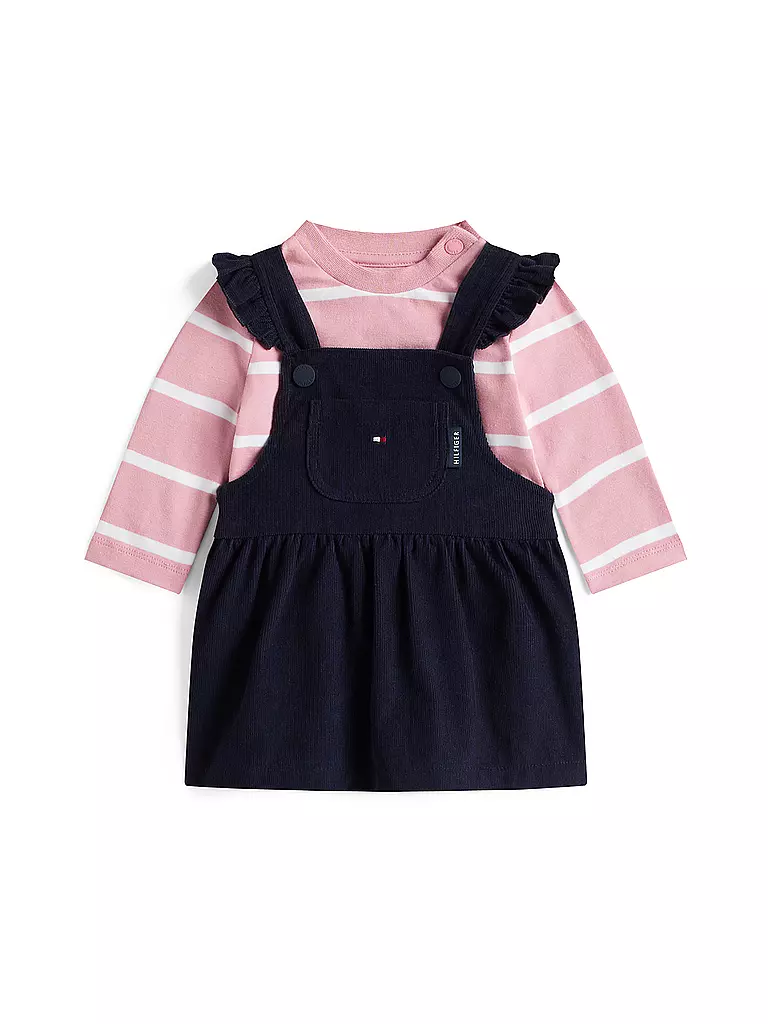 TOMMY HILFIGER | Conjunto de 2 piezas para bebé niña, camiseta de manga larga y vestido | Azul oscuro