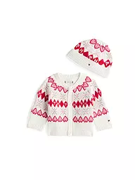 TOMMY HILFIGER | Conjunto de bebé de 2 piezas, cárdigan y gorro | Blanco