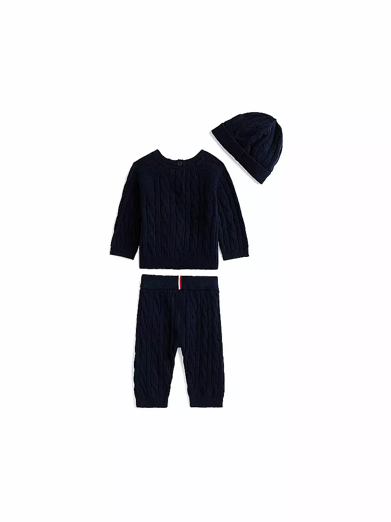 TOMMY HILFIGER | Conjunto de bebé de 3 piezas, suéter, pantalón y gorro | 