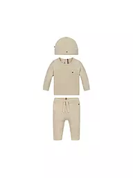 TOMMY HILFIGER | Conjunto de bebé de 3 piezas: jersey, pantalón y gorro | Beige