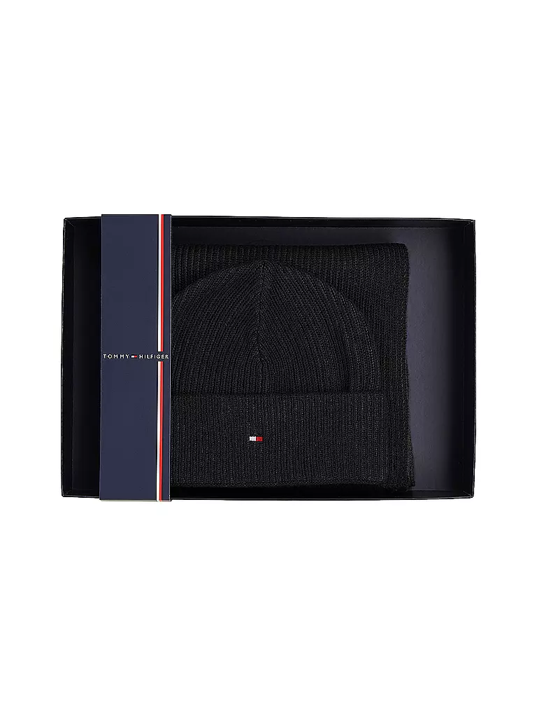 TOMMY HILFIGER | Geschenkset Mütze und Schal | Negro