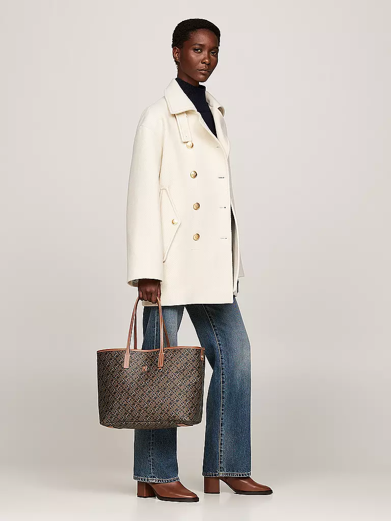 TOMMY HILFIGER | Ledertasche - Shopper TH MONOPLAY LEATHER TOTE | Marrón