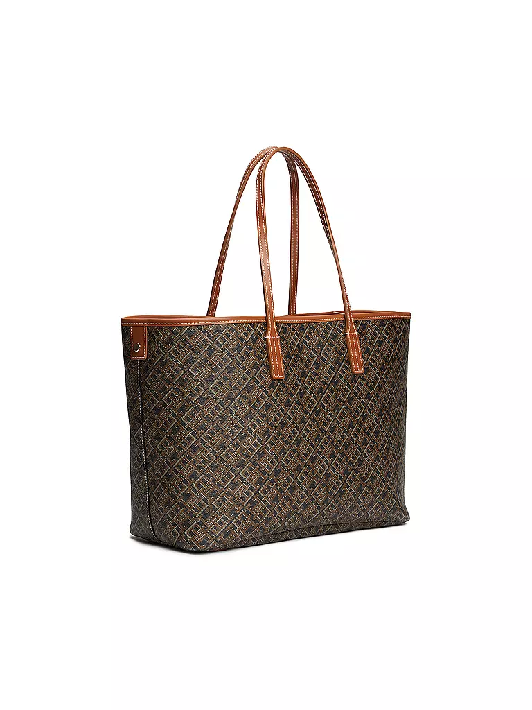 TOMMY HILFIGER | Ledertasche - Shopper TH MONOPLAY LEATHER TOTE | Marrón