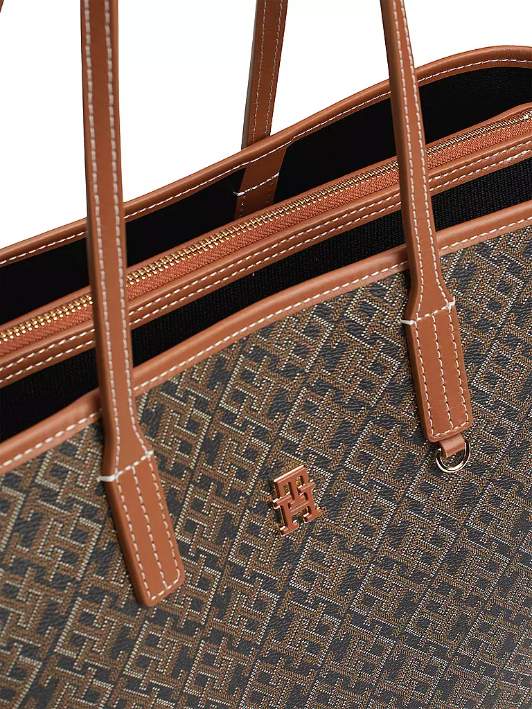 TOMMY HILFIGER | Ledertasche - Shopper TH MONOPLAY LEATHER TOTE | Marrón
