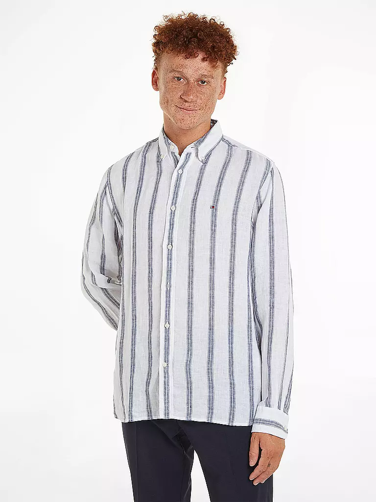 TOMMY HILFIGER | Leinenhemd Slim Fit  | Blanco