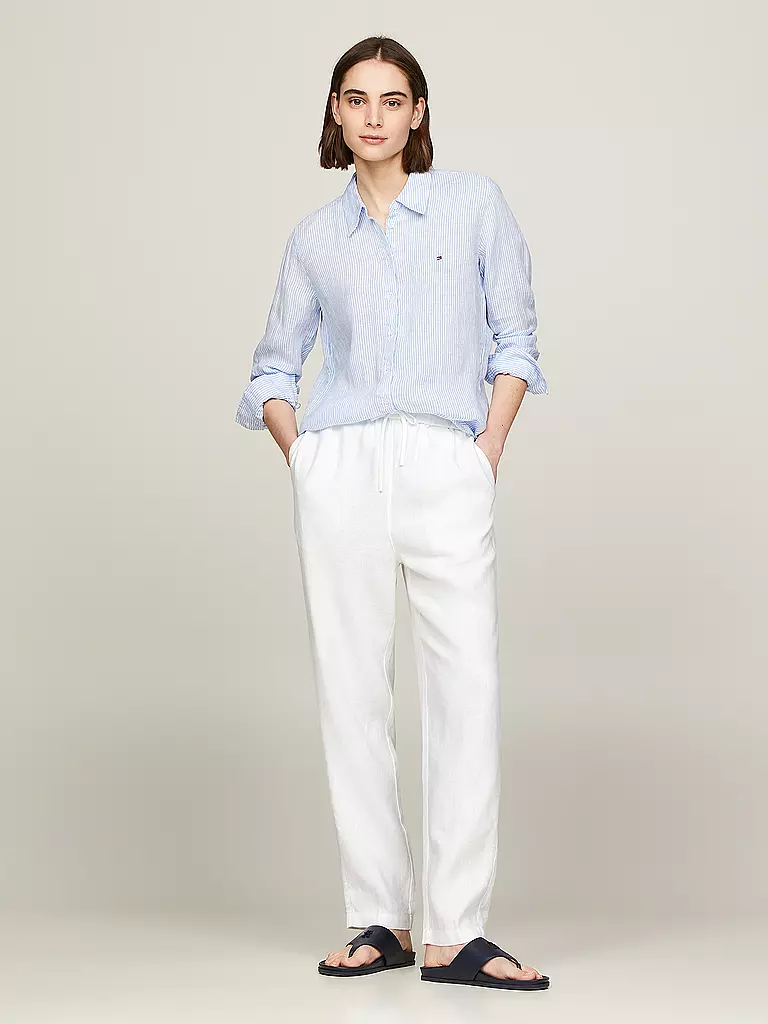 TOMMY HILFIGER | Pantalón de lino corte jogging | Blanco