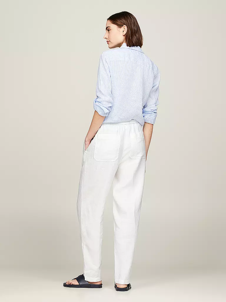 TOMMY HILFIGER | Pantalones de lino corte jogging | Blanco