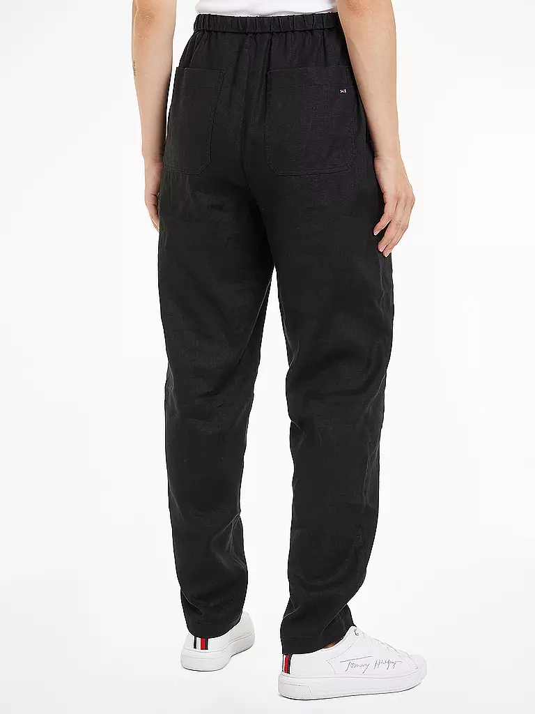 TOMMY HILFIGER | Pantalones de lino corte jogging | Negro