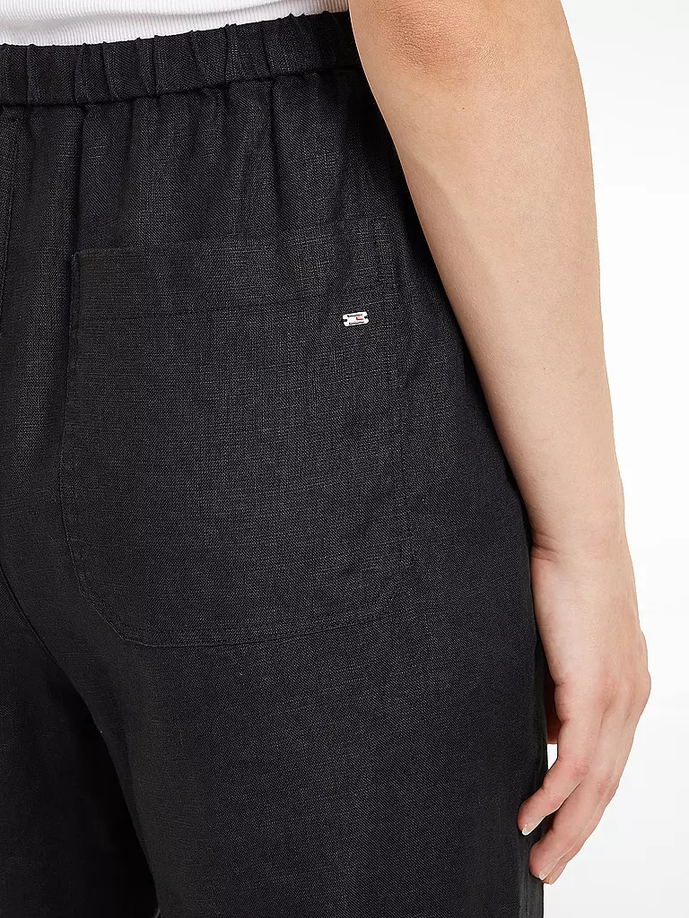 TOMMY HILFIGER | Pantalones de lino corte jogging | Negro