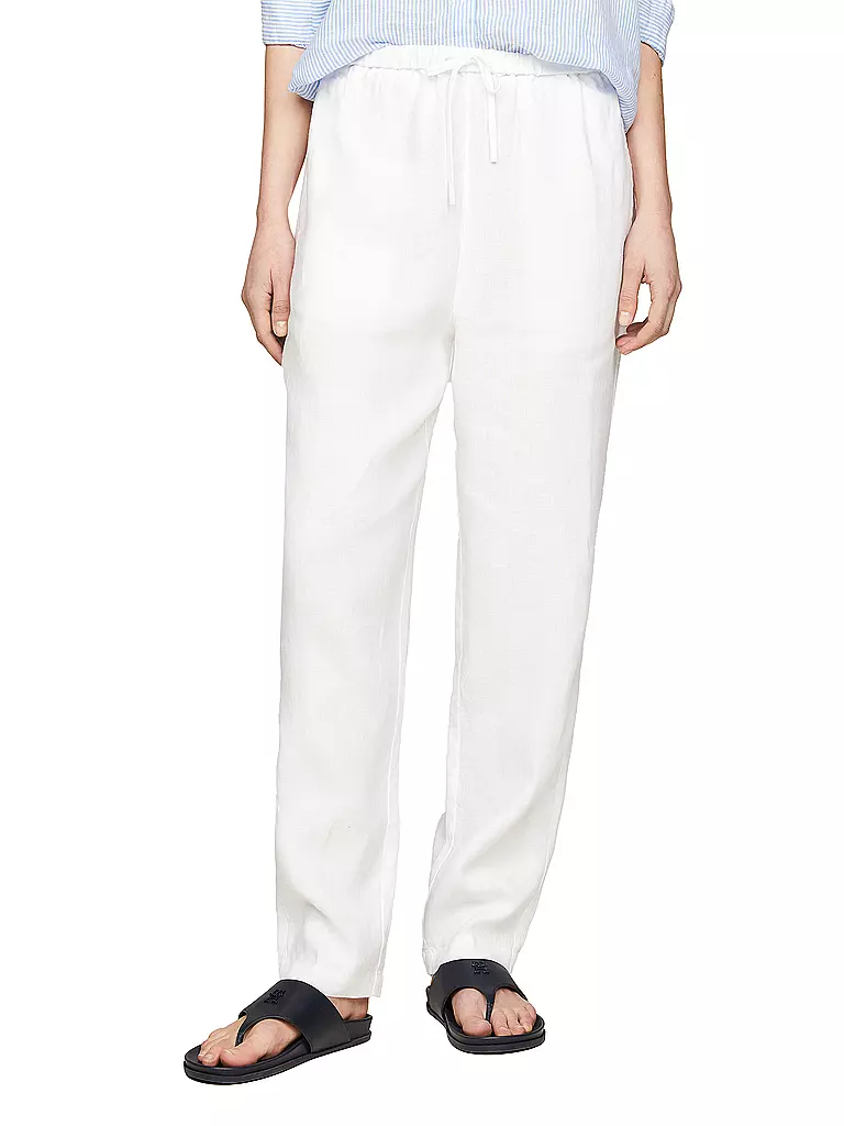 TOMMY HILFIGER | Pantalones de lino corte jogging | Blanco