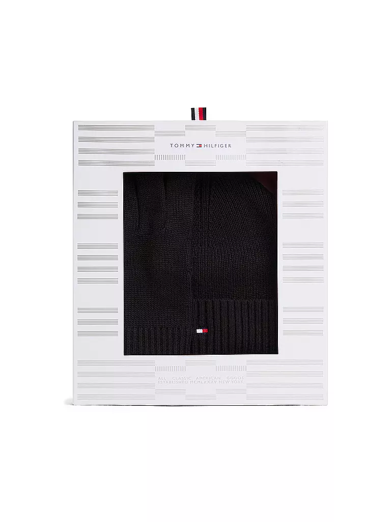 TOMMY HILFIGER | Set de 2 piezas, gorro y guantes | Negro