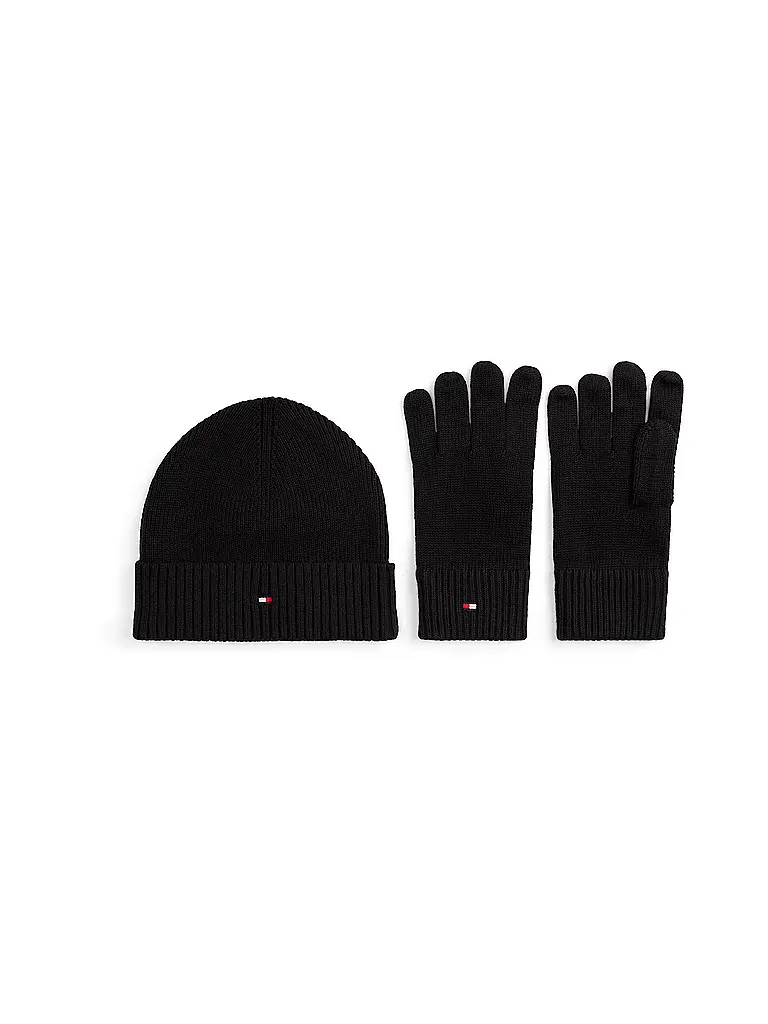 TOMMY HILFIGER | Set de 2 piezas, gorro y guantes | Negro
