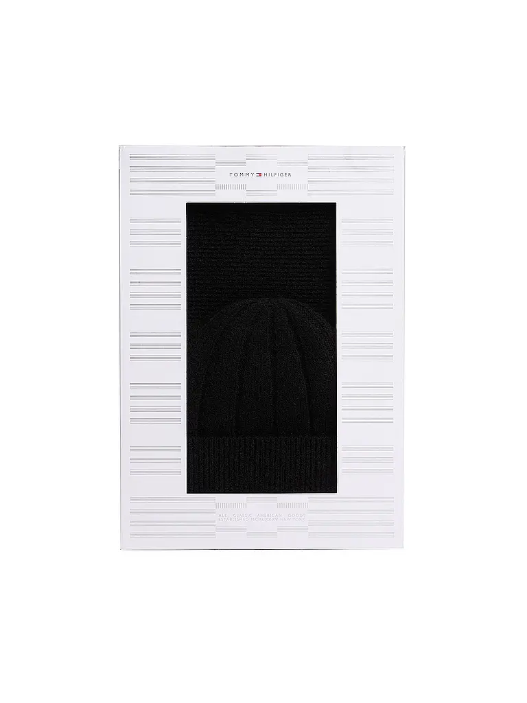 TOMMY HILFIGER | Set de 2 piezas gorro y bufanda | Negro