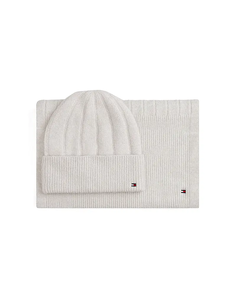 TOMMY HILFIGER | Set de 2 piezas gorro y bufanda | Gris claro