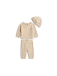 TOMMY HILFIGER | Set de bebé de 3 piezas: suéter, pantalón y gorro | Beige