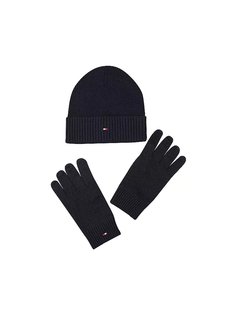 TOMMY HILFIGER | Set de regalo de 2 piezas gorro y guantes | Azul