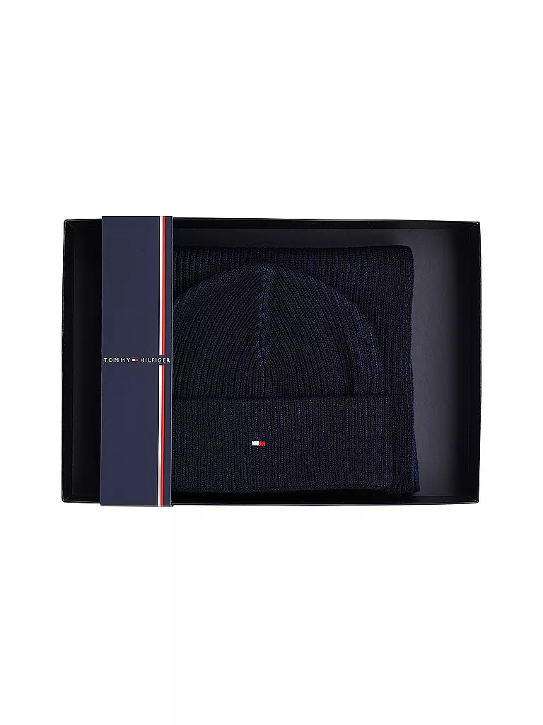 TOMMY HILFIGER | Set de regalo de gorro y bufanda | Azul