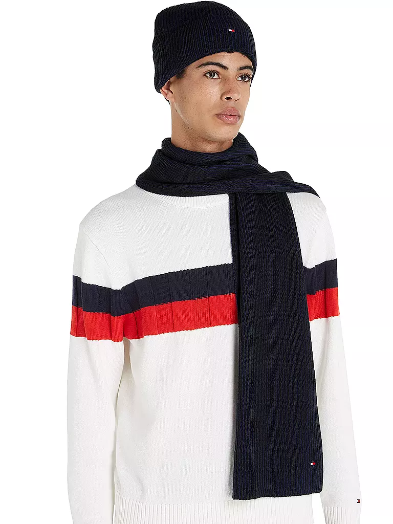 TOMMY HILFIGER | Set de regalo de gorro y bufanda | Azul