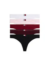 TOMMY HILFIGER | String paquete de 5 negro | Rojo oscuro