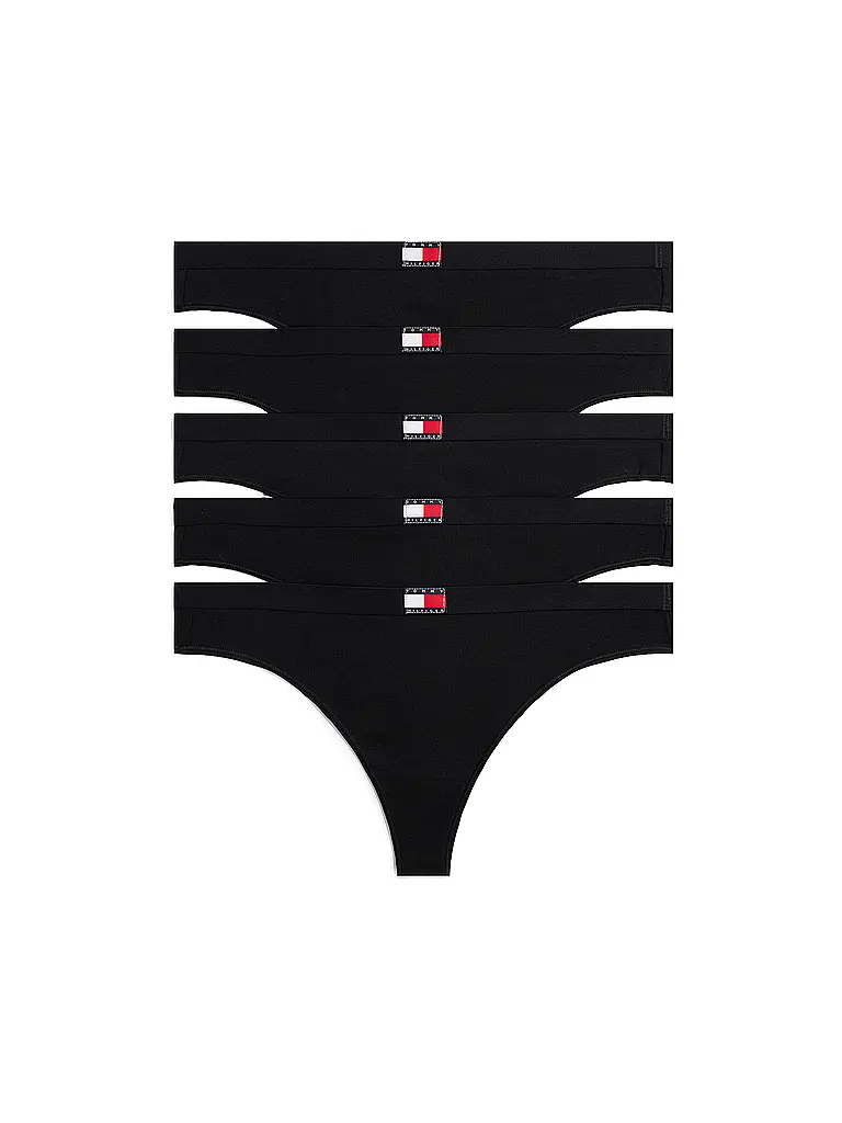 TOMMY HILFIGER | String paquete de 5 negro | Negro