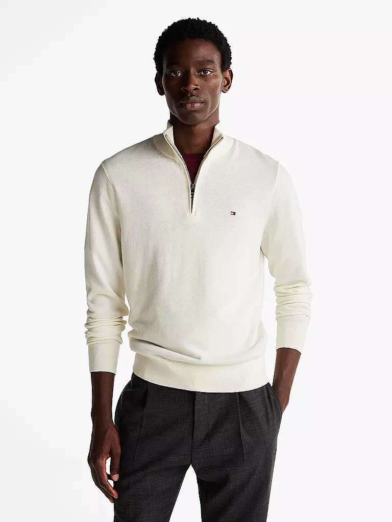 TOMMY HILFIGER | Troyer Pullover  | Blanco