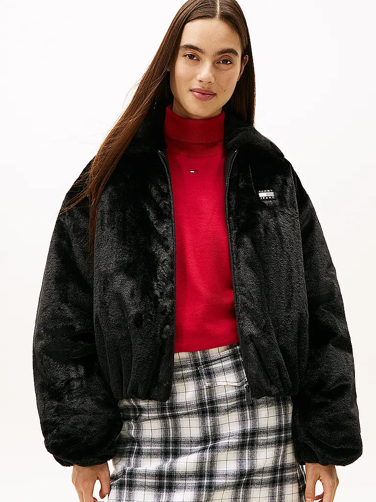 TOMMY JEANS | Blusón de efecto piel | Negro