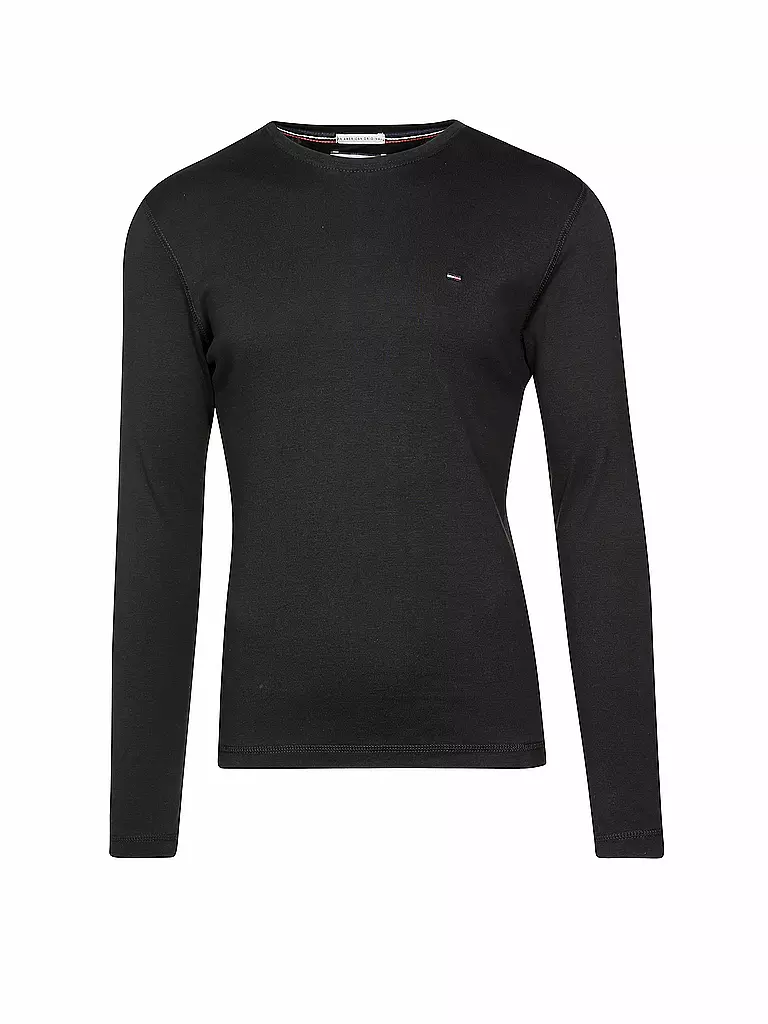 TOMMY JEANS | Camiseta de manga larga Slim Fit | schwarz