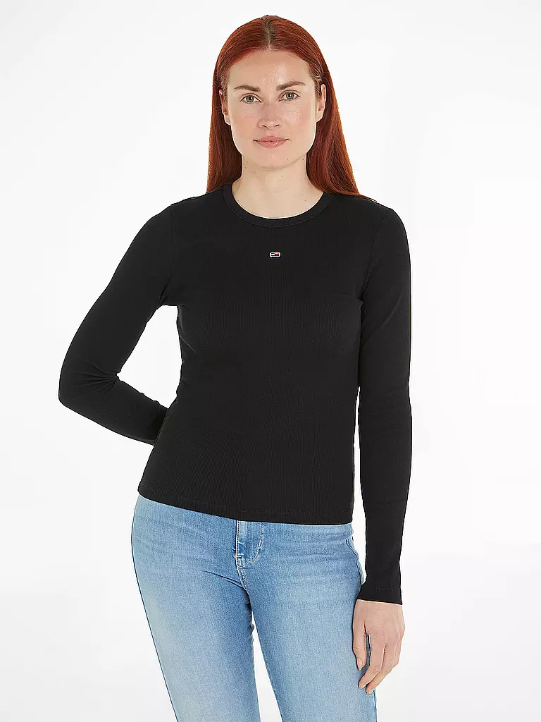TOMMY JEANS | Camiseta de manga larga | schwarz
