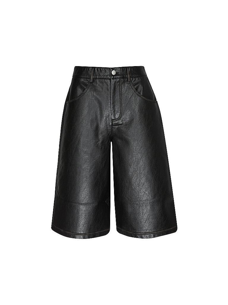Topshop Pantalón efecto piel 3/4 TSSILJE negro
