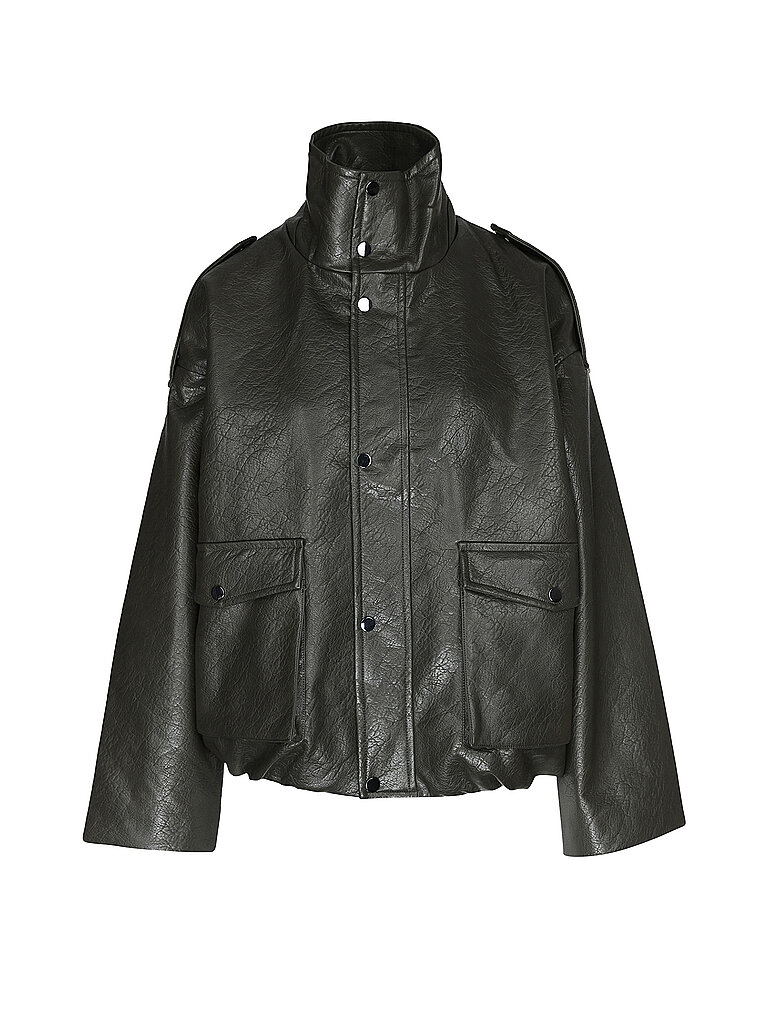 Topshop Chaqueta efecto piel TSTOMA verde oscuro