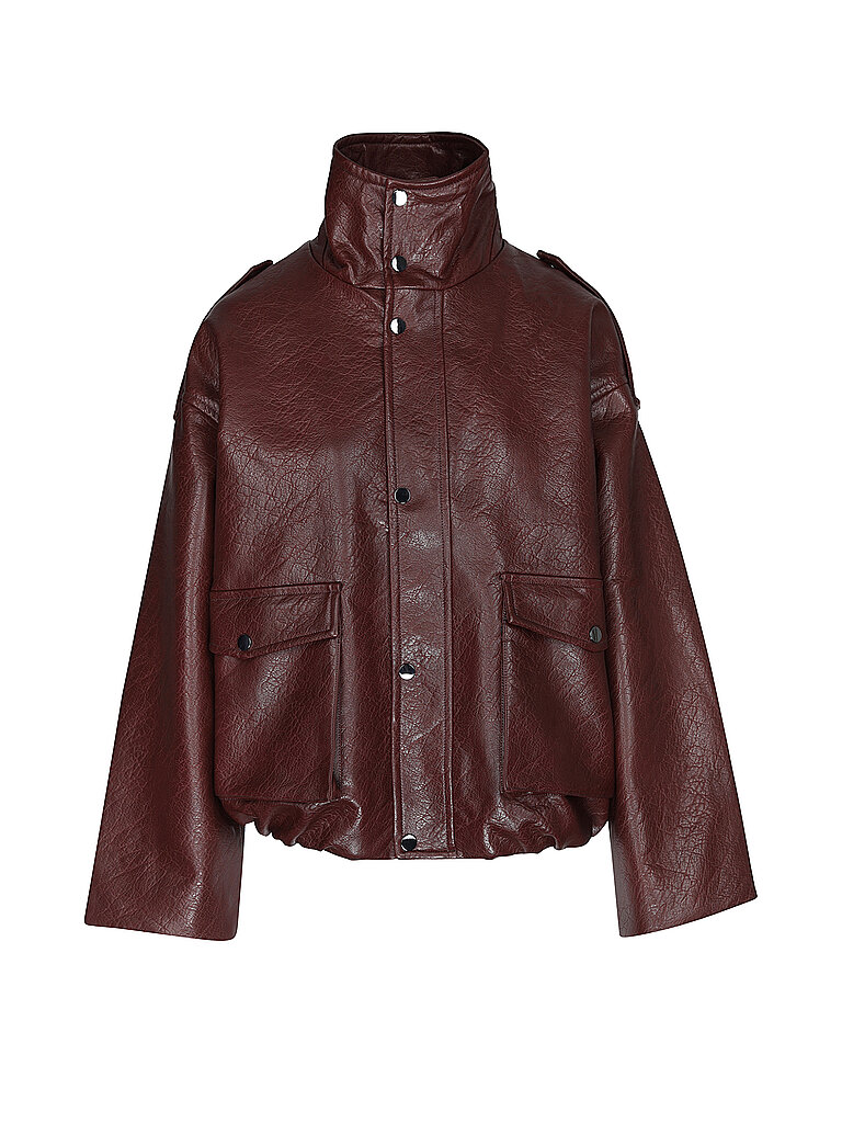 Topshop Chaqueta efecto piel TSTOMA rojo oscuro