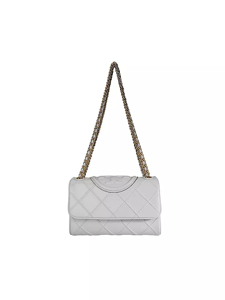 TORY BURCH | Bolso de cuero - Bolso bandolera FLEMING SOFT pequeño | Gris claro