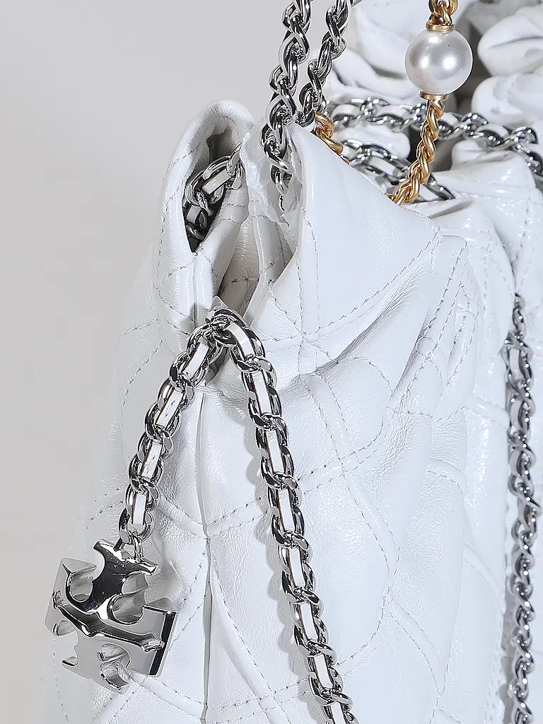 TORY BURCH | Bolso de cuero - Hobo Bag FLEMING Mini | Blanco