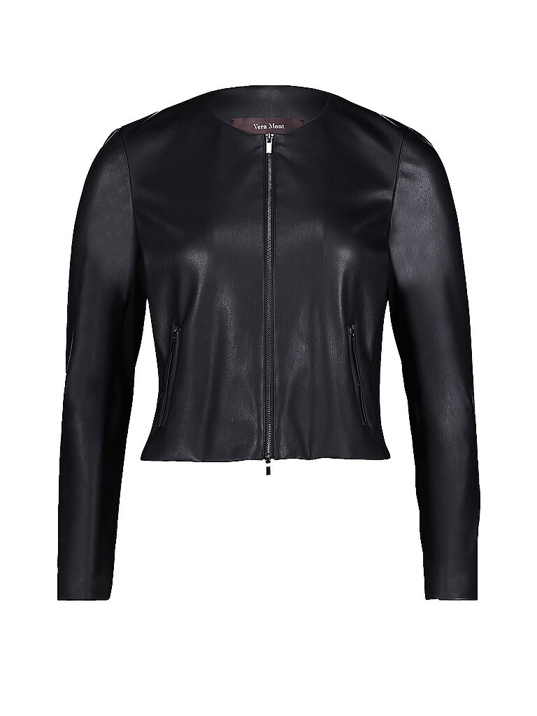 Chaqueta corta de imitación de cuero negro 36