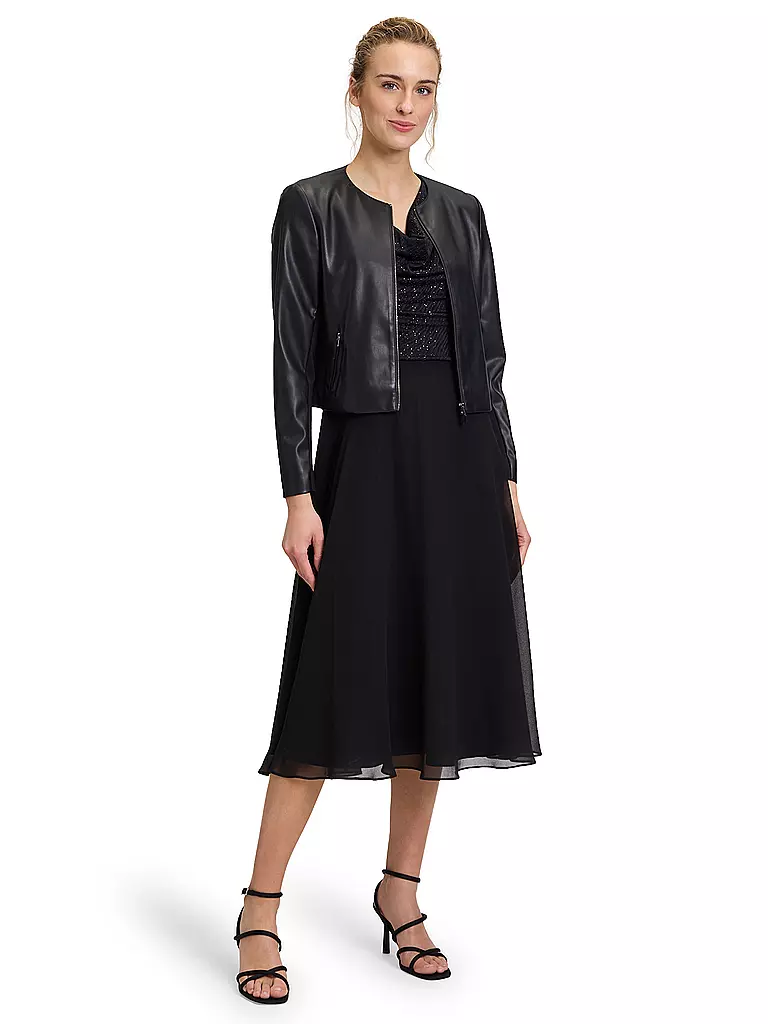VERA MONT | Chaqueta corta de imitación de cuero | Negro