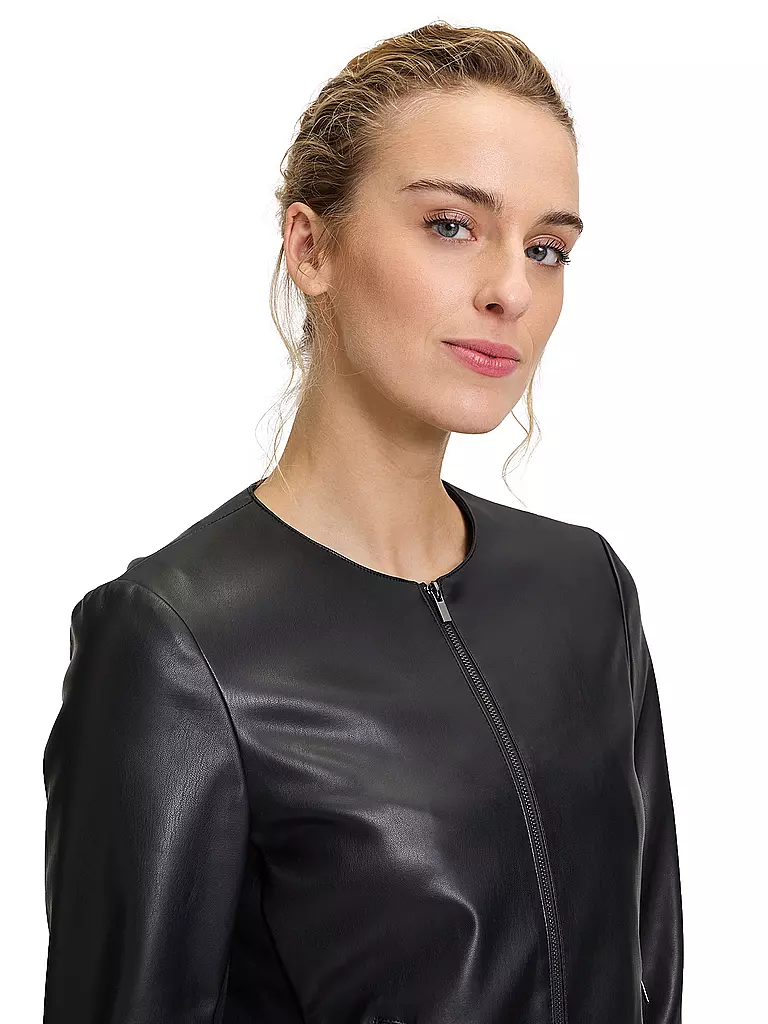 VERA MONT | Chaqueta corta de imitación de cuero | Negro