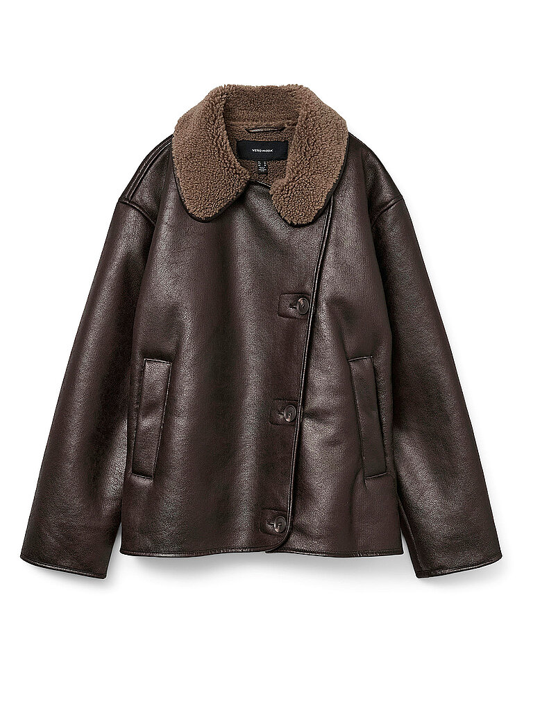 Vero Moda Chaqueta con aspecto de piel VMMIRANDA marrón