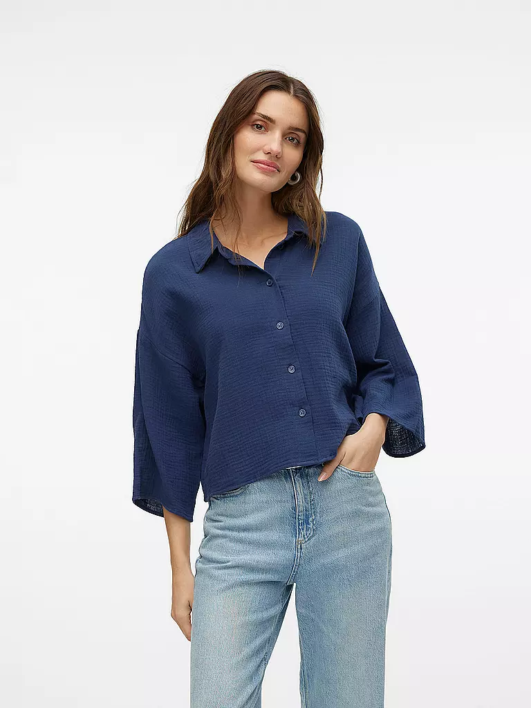 VERO MODA | Blusenshirt VMNATALI CROP | Azul oscuro