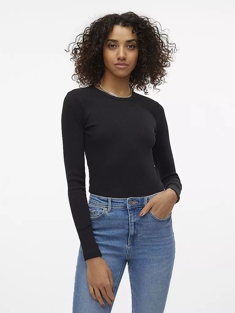 VERO MODA | Camiseta de manga larga Slim Fit VMCHLOE | Negro