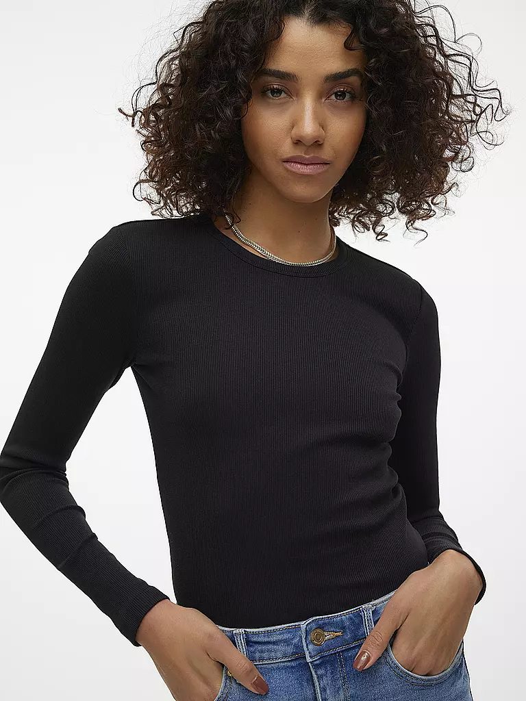 VERO MODA | Camiseta de manga larga Slim Fit VMCHLOE | Negro